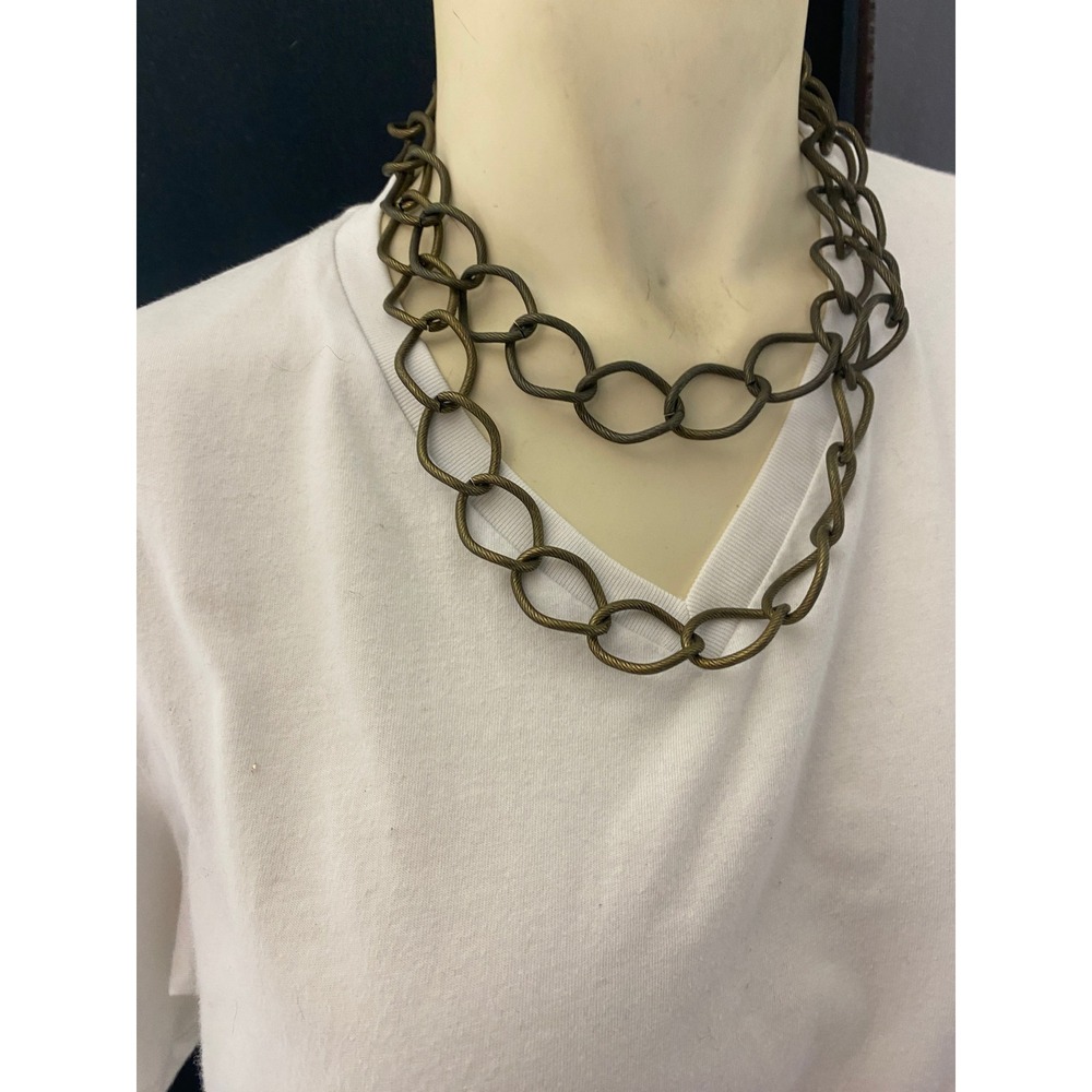 Vintage Brass Tone Chunky Chain‎ Link Necklace